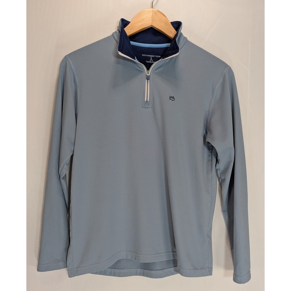 Southern Tide Boys L 12-14 Tide to Trail T3 Quarter Zip Pullover Blue Top